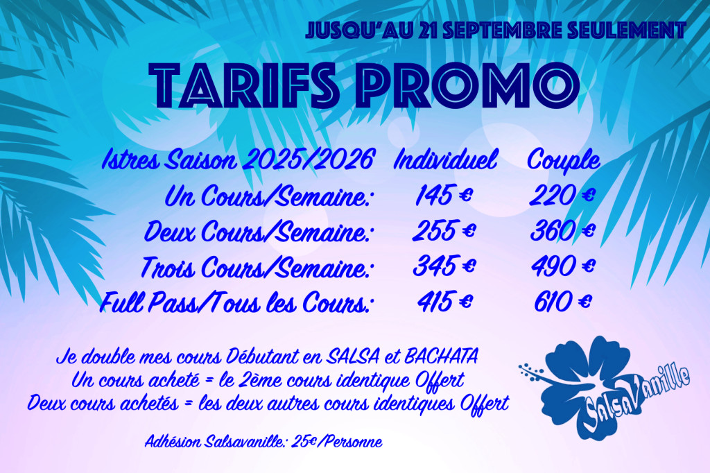 Tarifs Istres 2025-2026 Promo+